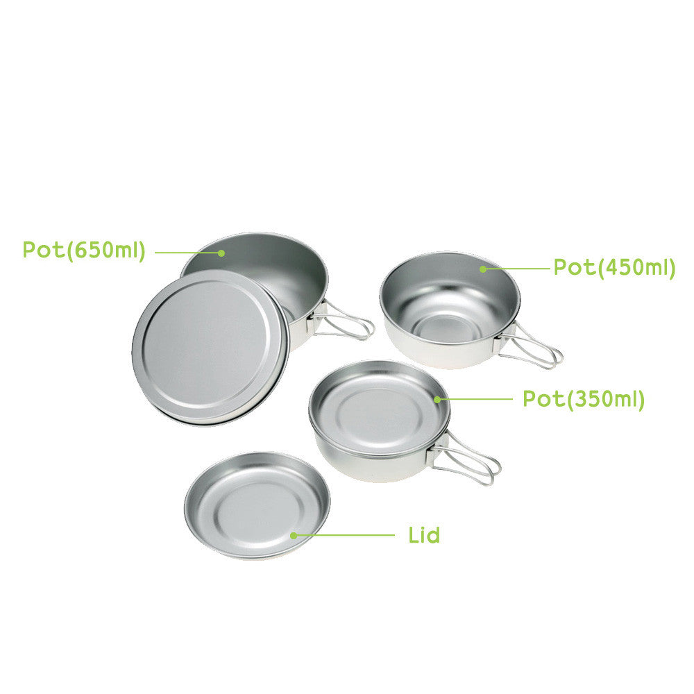 Camping Pots + Lid +2 Plates