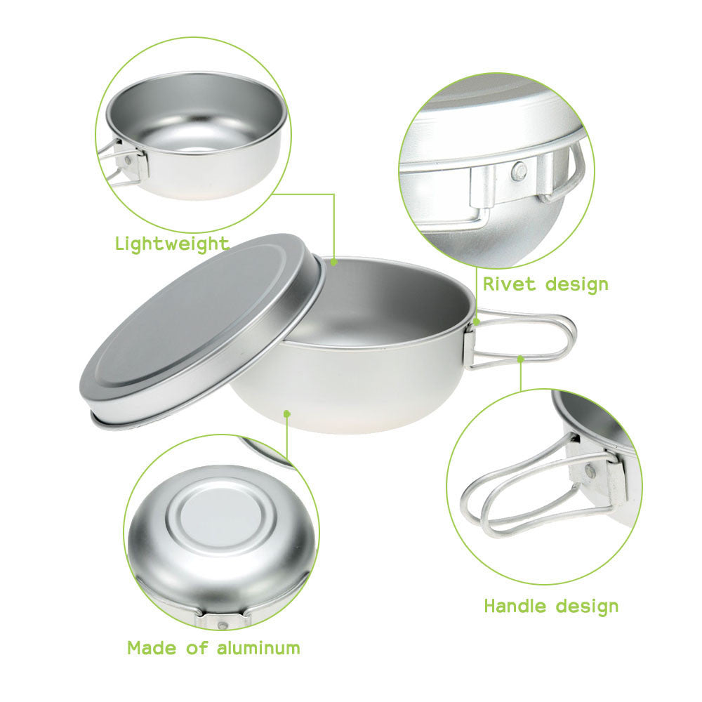 Camping Pots + Lid +2 Plates